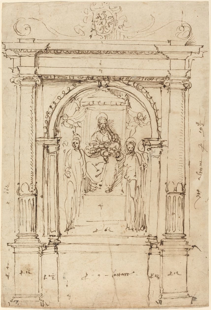 Perin del Vaga - 219, Pala d'Altare della Madonna e Bambino con Santi, nella Sua Ambientazione Architettonica, National Gallery of Art